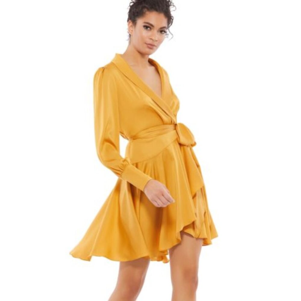 $298 NWT Mac Duggal Bishop Sleeve Wrap Dress